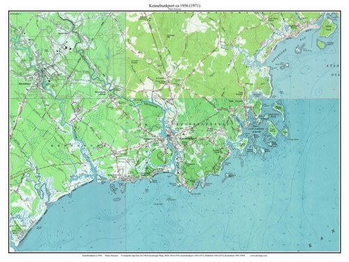 Kennebunkport 1956 (1971) - Custom USGS Old Topo Map - Maine