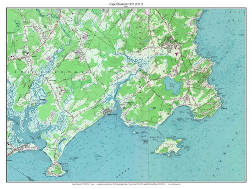 Cape Elizabeth 1957 (1971) - Custom USGS Old Topo Map - Maine