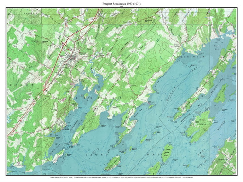 Freeport 1957 (1971) - Custom USGS Old Topo Map - Maine