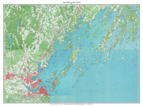 Casco Bay 1957 (1971) - Custom USGS Old Topo Map - Maine
