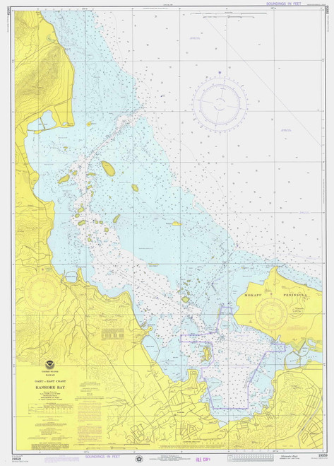 Kaneohe Bay 1974 Hawaii Harbor Chart 4134 - 19359 6 Oahu