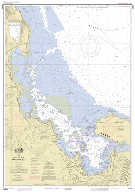 Kaneohe Bay 2007 Hawaii Harbor Chart 4134 - 19359 6 Oahu