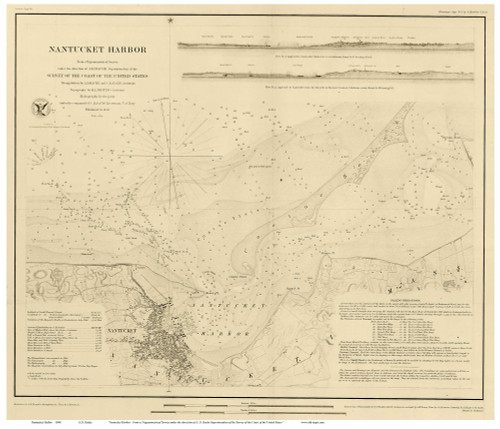 Nantucket Harbor, 1848 - Old Map Reprint - USA Regional 1854 Coast Survey 2 MA