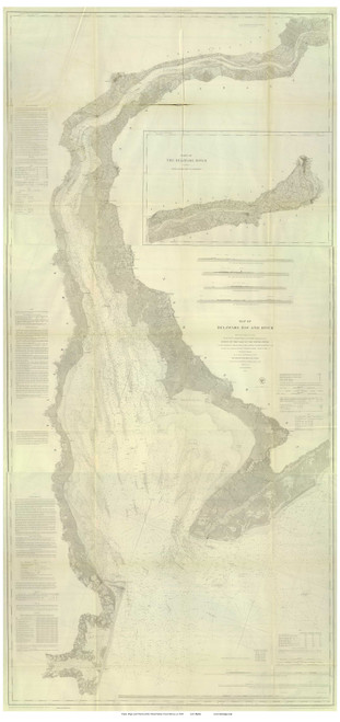 Delaware Bay & River, 1848 - Old Map Reprint - USA Regional 1854 Coast Survey 5 NJ - PA - DE