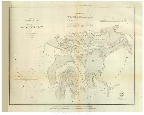 Shoalwater Bay, 1853 - Old Map Reprint - USA Regional 1854 Coast Survey 12 WA