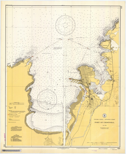 Panama Canal Entrance 1937 Panama Canal Nautical Chart Reprint 950-12