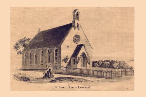 St. James Episcopal Church, Massachusetts 1855 Old Village Map Custom Print - Excerpt from Greenfield Town Map