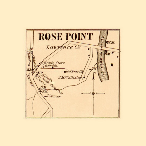 Rose Point Village, Slippery Rock Township, Pennsylvania 1860 Old Town Map Custom Print - Lawrence Co.
