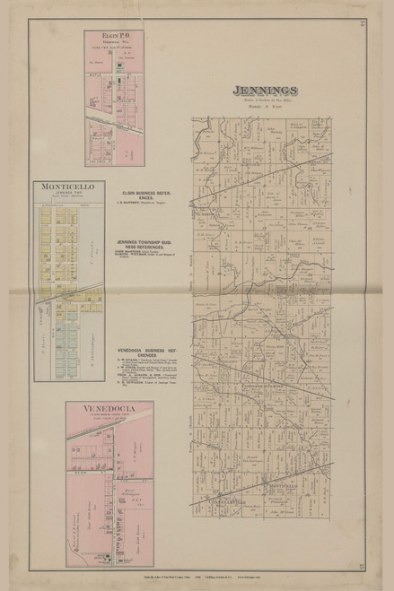 Jennings Elgin Monticello Venedocia  Ohio 1886 Old Town Map Custom Reprint - Van Wert Co. Atlas 9