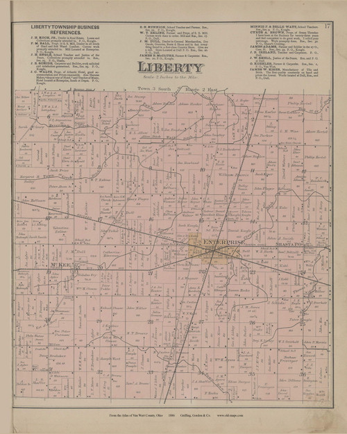 Liberty Ohio 1886 Old Town Map Custom Reprint - Van Wert Co. Atlas 10