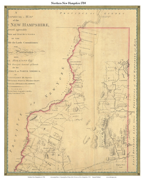 Northern New Hampshire 1784 - Old Map Custom Print - Holland