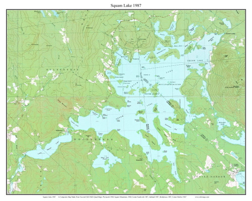 Squam Lake 1987 - Custom USGS Old Topo Map - New Hampshire