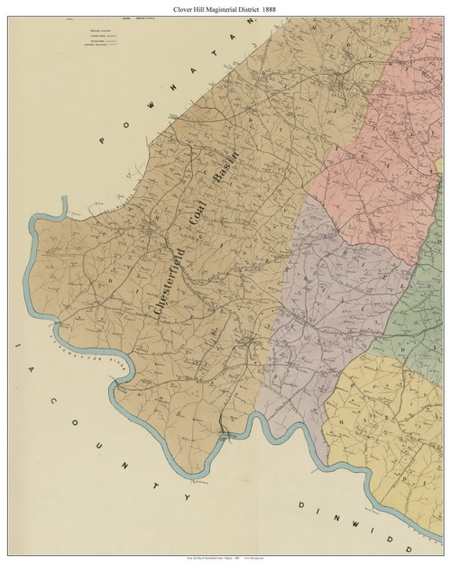 Clover Hill Magisterial District - Chesterfield County, Virginia 1888 Old Town Map Custom Print - Chesterfield Co.