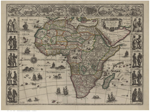 ca 1630 Map of Africa by Blaeuw