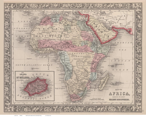 1863 Map of Africa by Mitchell