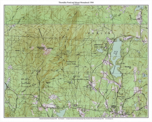 Thorndike Pond and Monadnock 1984 - Custom USGS Old Topo Map - New Hampshire - South West