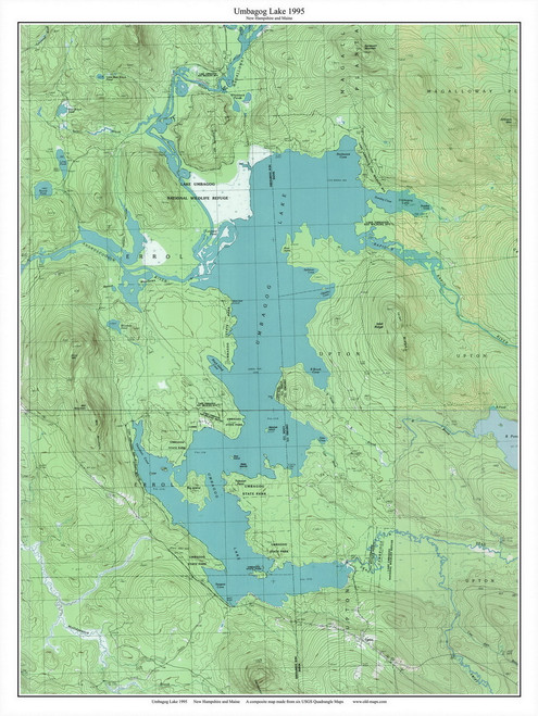 Umbagog Lake 1995 - Custom USGS Old Topo Map - New Hampshire - Umbagog Area