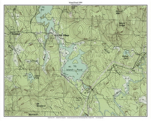 Island Pond - Stoddard 1984 - Custom USGS Old Topo Map - New Hampshire - South West