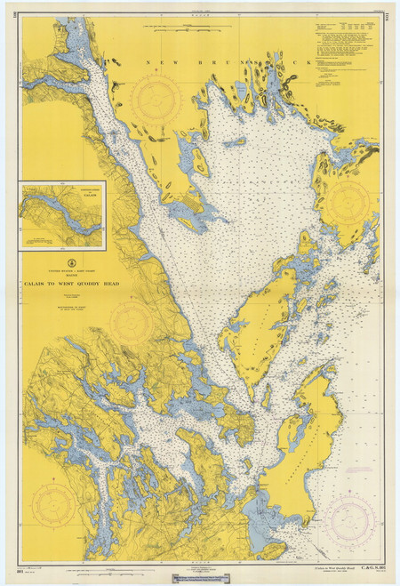Calais to West Quoddy Head 1967 - Old Map Nautical Chart AC Harbors 5 801 - Maine