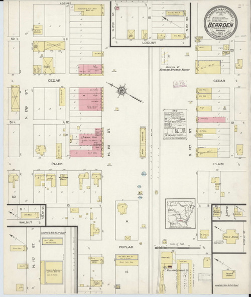 Bearden, Arkansas 1913 - Old Map Arkansas Fire Insurance Index
