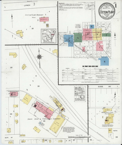 Cotton Plant, Arkansas 1919 - Old Map Arkansas Fire Insurance Index