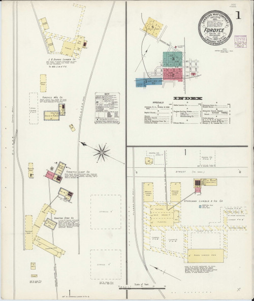 Fordyce, Arkansas 1907 - Old Map Arkansas Fire Insurance Index