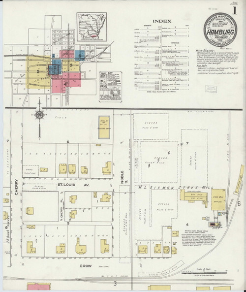 Hamburg, Arkansas 1921 - Old Map Arkansas Fire Insurance Index