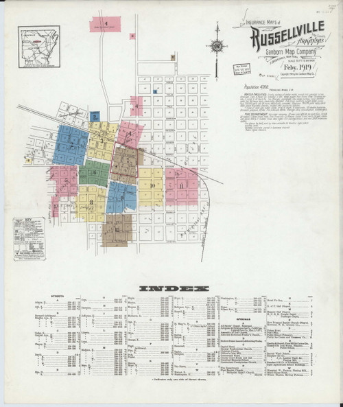 Russellville, Arkansas 1919 - Old Map Arkansas Fire Insurance Index
