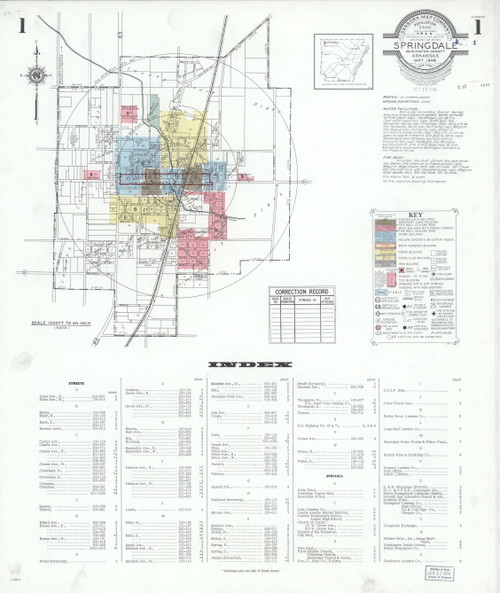 Springdale, Arkansas 1948 - Old Map Arkansas Fire Insurance Index