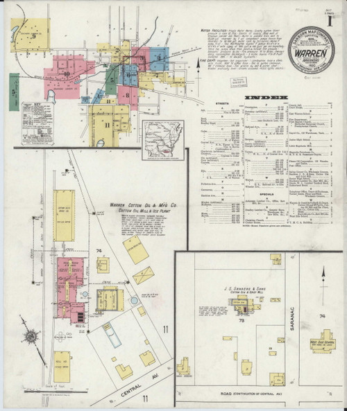 Warren, Arkansas 1920 - Old Map Arkansas Fire Insurance Index