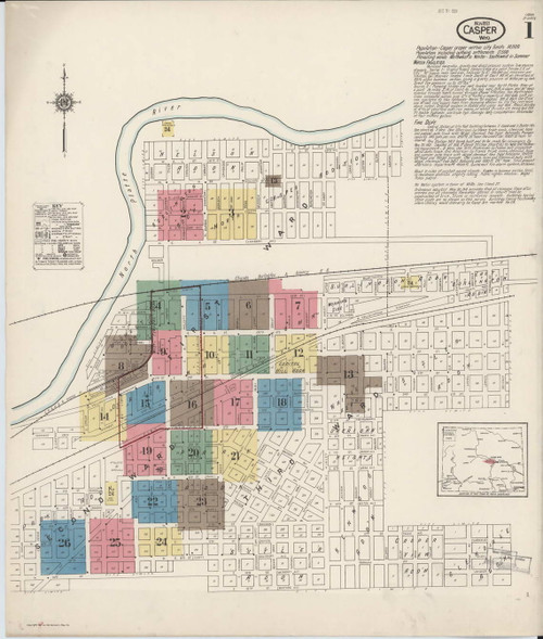 Casper, Wyoming 1921 - Old Map Wyoming Fire Insurance Index