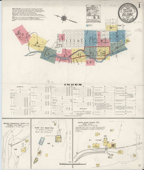 Globe, Arizona 1911 - Old Map Arizona Fire Insurance Index