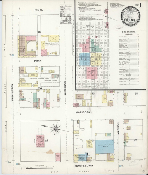 Phoenix, Arizona 1890 - Old Map Arizona Fire Insurance Index