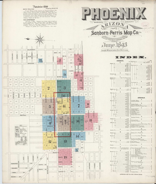 Phoenix, Arizona 1893 - Old Map Arizona Fire Insurance Index