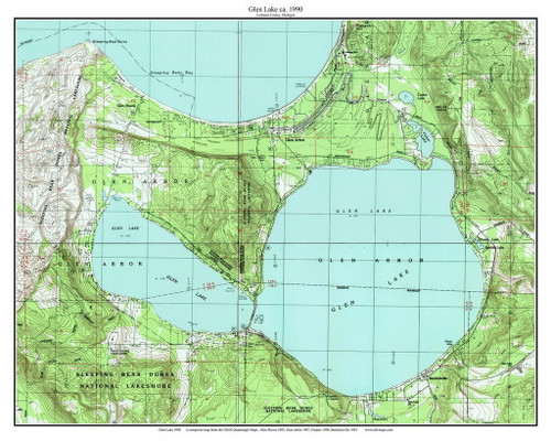 Glen Lake 1990 - Custom USGS Old Topo Map - Michigan 2