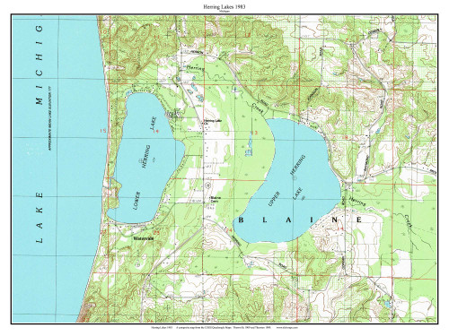 Herring Lakes 1983 - Custom USGS Old Topo Map - Michigan 2