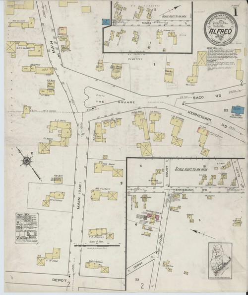 Alfred, Maine 1921 - Old Map Maine Fire Insurance Index
