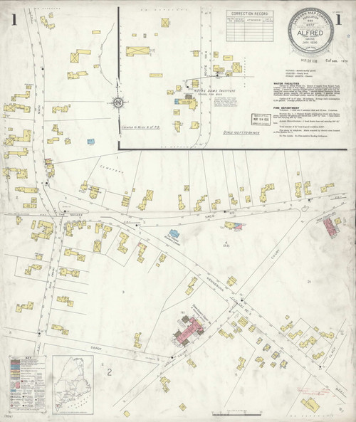 Alfred, Maine 1936 - Old Map Maine Fire Insurance Index