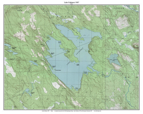 Lake Cathance 1987 - Custom USGS Old Topo Map - Maine - Cooper-Northfield 4