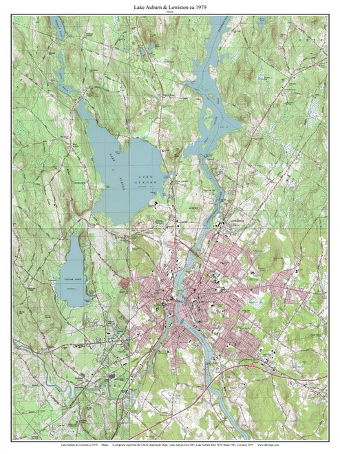 Lake Auburn & Lewiston 1979 - Custom USGS Old Topo Map - Maine - Lewiston-Augusta 3