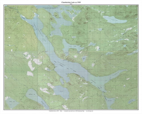 Chamberlain Lake 1988 - Custom USGS Old Topo Map - Maine - Allagash 2