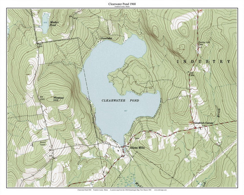 Clearwater Pond 1968 - Custom USGS Old Topo Map - Maine Small Lakes