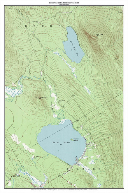 Ellis Pond 1968 - Custom USGS Old Topo Map - Maine Small Lakes