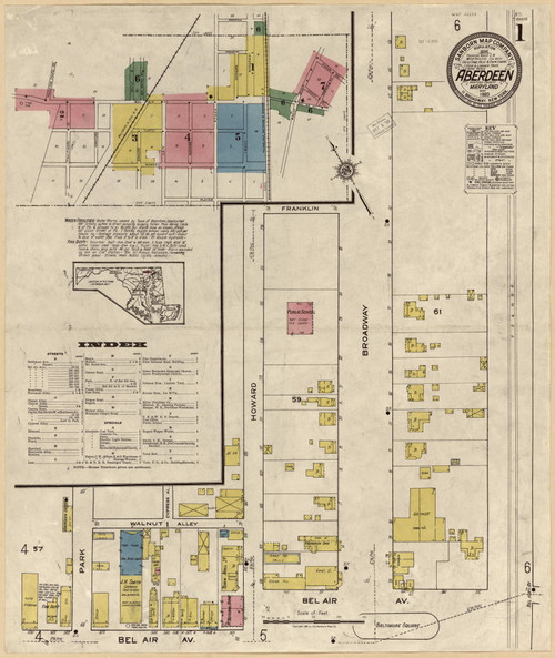 Aberdeen, Maryland 1920 - Old Map Maryland Fire Insurance Index