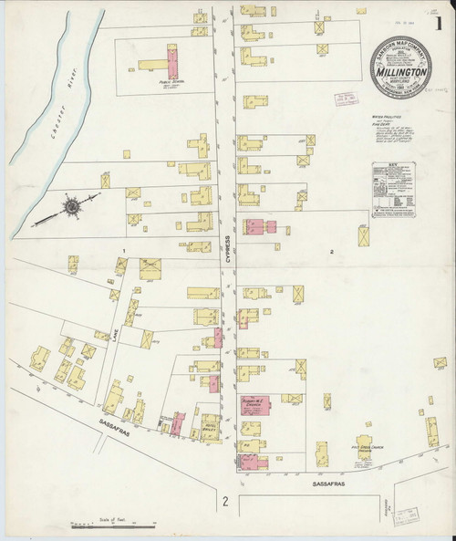 Millington, Maryland 1911 - Old Map Maryland Fire Insurance Index