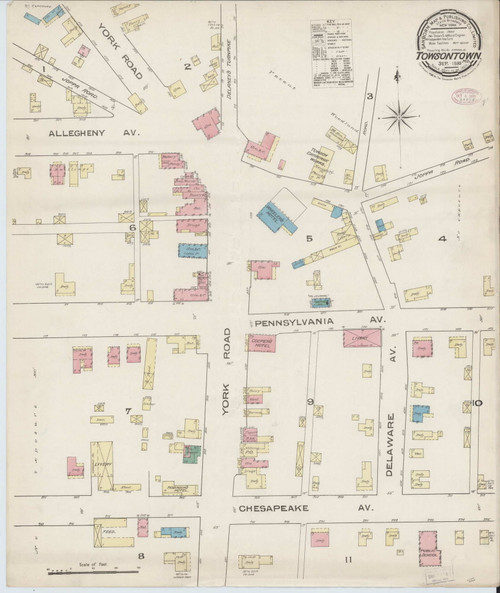 Towson, Maryland 1885 - Old Map Maryland Fire Insurance Index