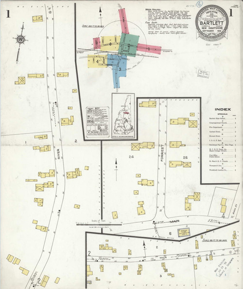 Bartlett, New Hampshire 1923 - Old Map New Hampshire Fire Insurance Index