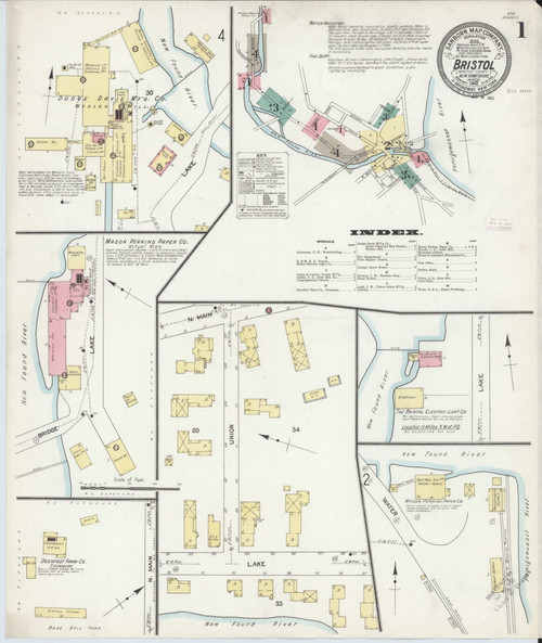 Bristol, New Hampshire 1912 - Old Map New Hampshire Fire Insurance Index