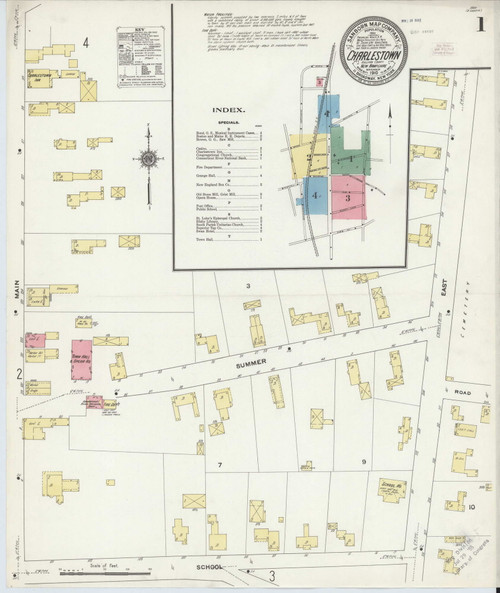 Charlestown, New Hampshire 1910 - Old Map New Hampshire Fire Insurance Index