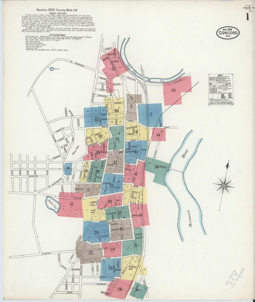 Concord, New Hampshire 1906 - Old Map New Hampshire Fire Insurance Index